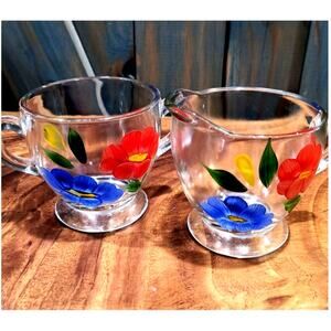 660. Bartlett Collins Hand Painted Cream and Sugar Set